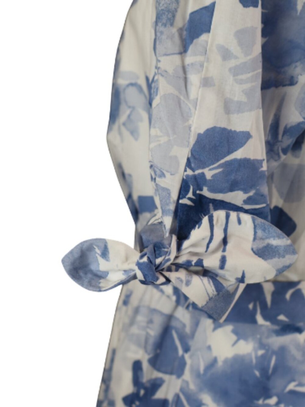 Calvin Klein Blue White Floral Shirt Dress V Neck Belted Dress Formal Size 6 - Picture 12 of 13